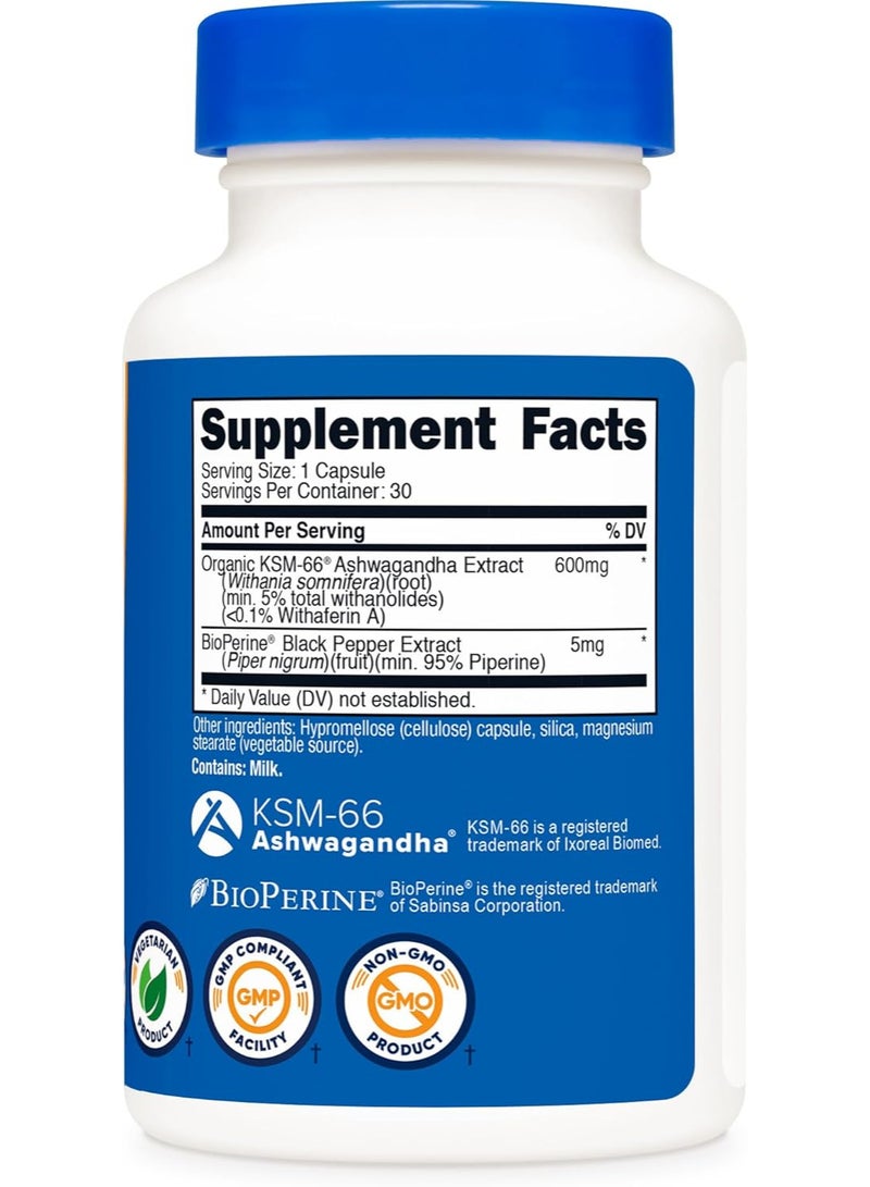 Nutricost KSM-66 Ashwagandha Root Extract 600mg, 30 Veggie Caps - Image 2